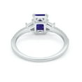 thumbnail image 3 of Emerald Cut Three Stone Ring Blue Sapphire CZ 925 Sterling Silver Size 6, 3 of 4