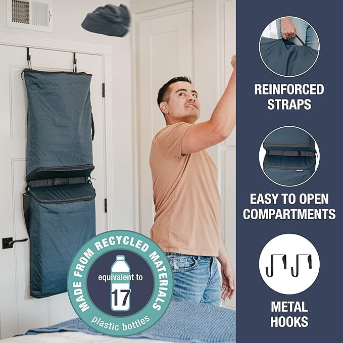 CleverMade Convertible Laundry Hamper - 2 Compartment - Ocean/Dark Charcoal
