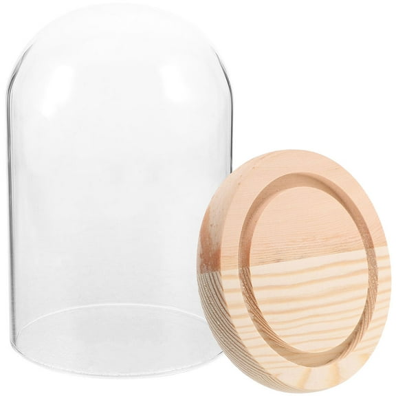 FRCOLOR OUNONA Clear Glass Display Case with Wooden Base and Clear Glass Dome Cover