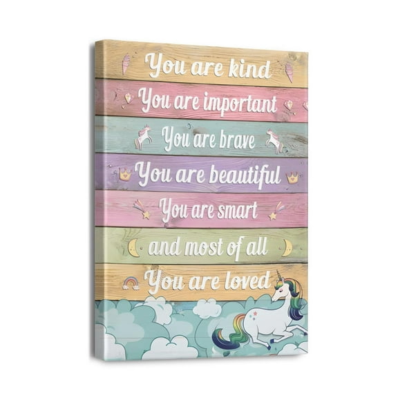 Girls Bedroom Decor, Kids Bedroom Wall Decor for Girls, Room Decor for Teen Girls, Pink Girls Room Pictures, Bedroom Positive Wall Decor Posters Canvas 12x16in