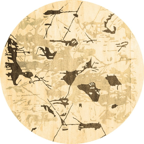 Ahgly Company Indoor Round Solid Brown Modern Area Rugs, 4' Round