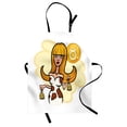 thumbnail image 1 of Zodiac Taurus Apron Illustration of Woman Cartoon Character with Cow Bells and Horoscope Sign, Unisex Kitchen Bib Apron with Adjustable Neck for Cooking Baking Gardening, Multicolor, by Ambesonne, 1 of 3