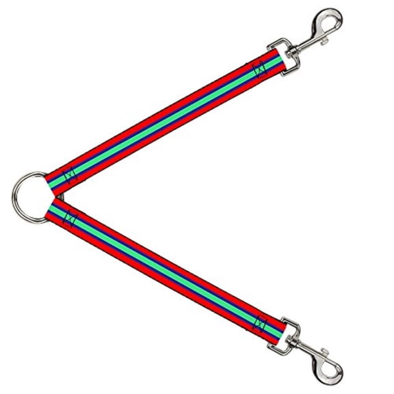 Buckle Down Dog Leash Splitter Stripes Red Blue Green 1 Foot Long 1 Inch Wide