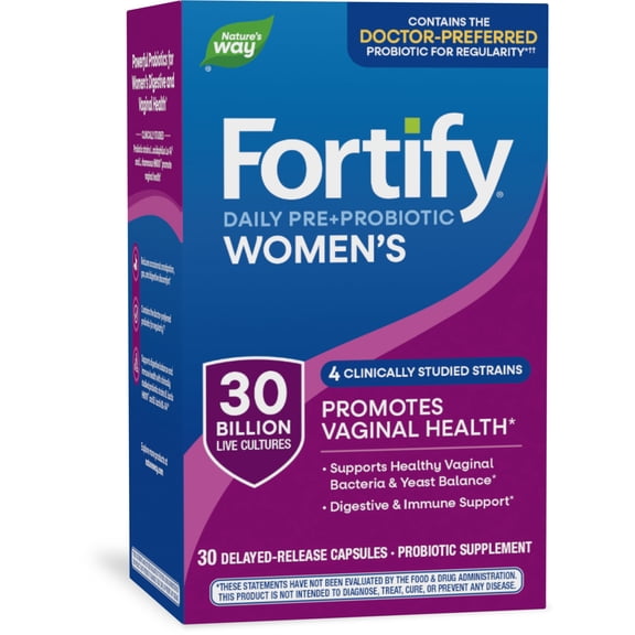 Nature's Way Fortify Daily Pre Probiotic for Women Capsules, 30 Billion Live Cultures, 30 Count