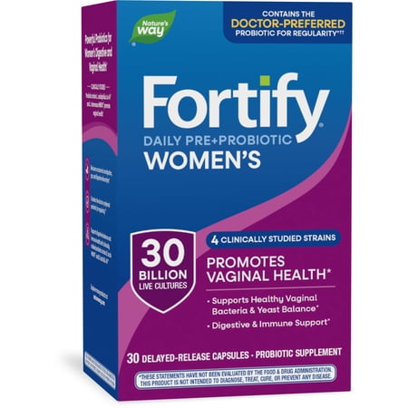 Nature's Way Fortify Daily Pre+Probiotic for Women Capsules, 30 Billion Live Cultures, 30 Count