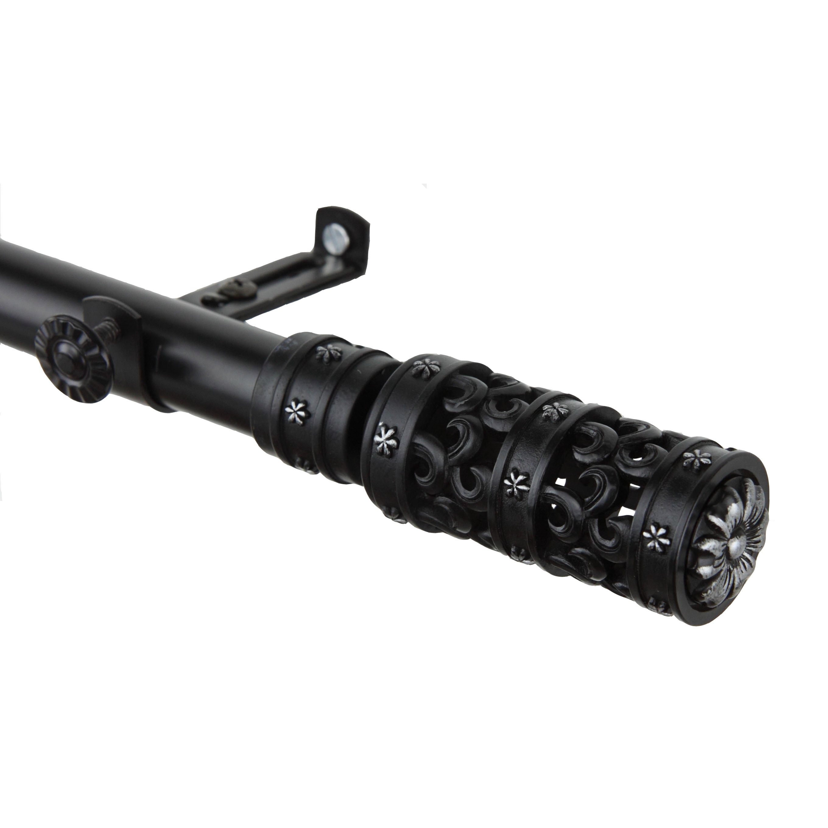 13/16" Dia Adjustable 66-120" Rocco Curtain Rod in Black