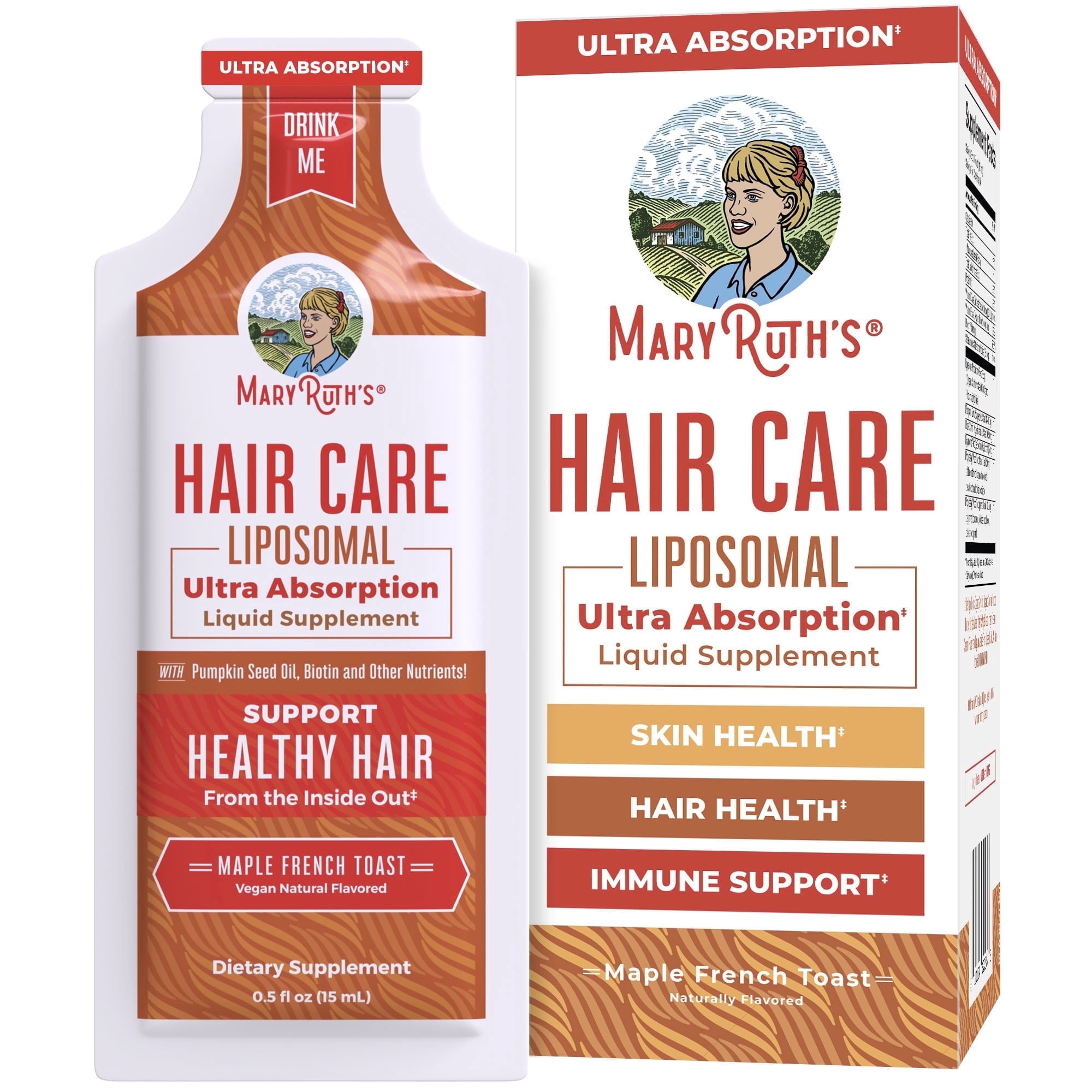 MaryRuth's Hair Care Supplement Liposomal with Vitamin D3, E, Biotin, Hyaluronic Acid, Selenium - 14 Pouches