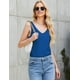thumbnail image 4 of Ekouaer Camiseta sin mangas de satén de seda para mujer, cuello en V, informal, sin mangas, camisola, blusa básica de verano, 4 of 4