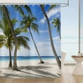thumbnail image 2 of Ocean Beach Shower Curtain, Summer Seaside Tropical Paradise Blue Sky Coconut Tree Hawaii Style Bathroom Curtain Waterproof Fabric Machine Washable with 12 Hooks, 2 of 6