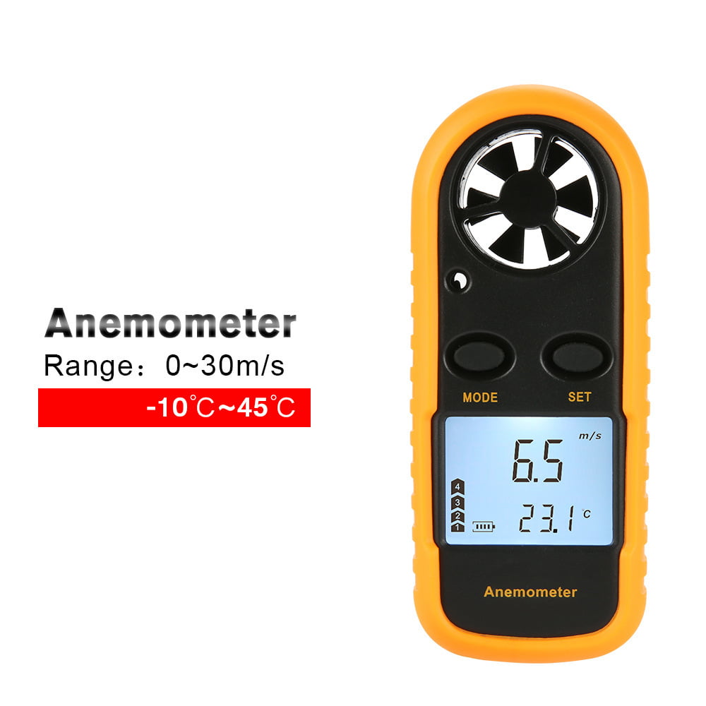 Digital Handheld LCD Anemometer Wind Speed temperature Meter 0~30m//s Backlit