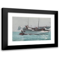 Winslow Homer 14x11 Black Modern Framed Museum Art Print Titled - Taking on Wet Provisions (Schooner Marked Newport, K. W.) (1903)