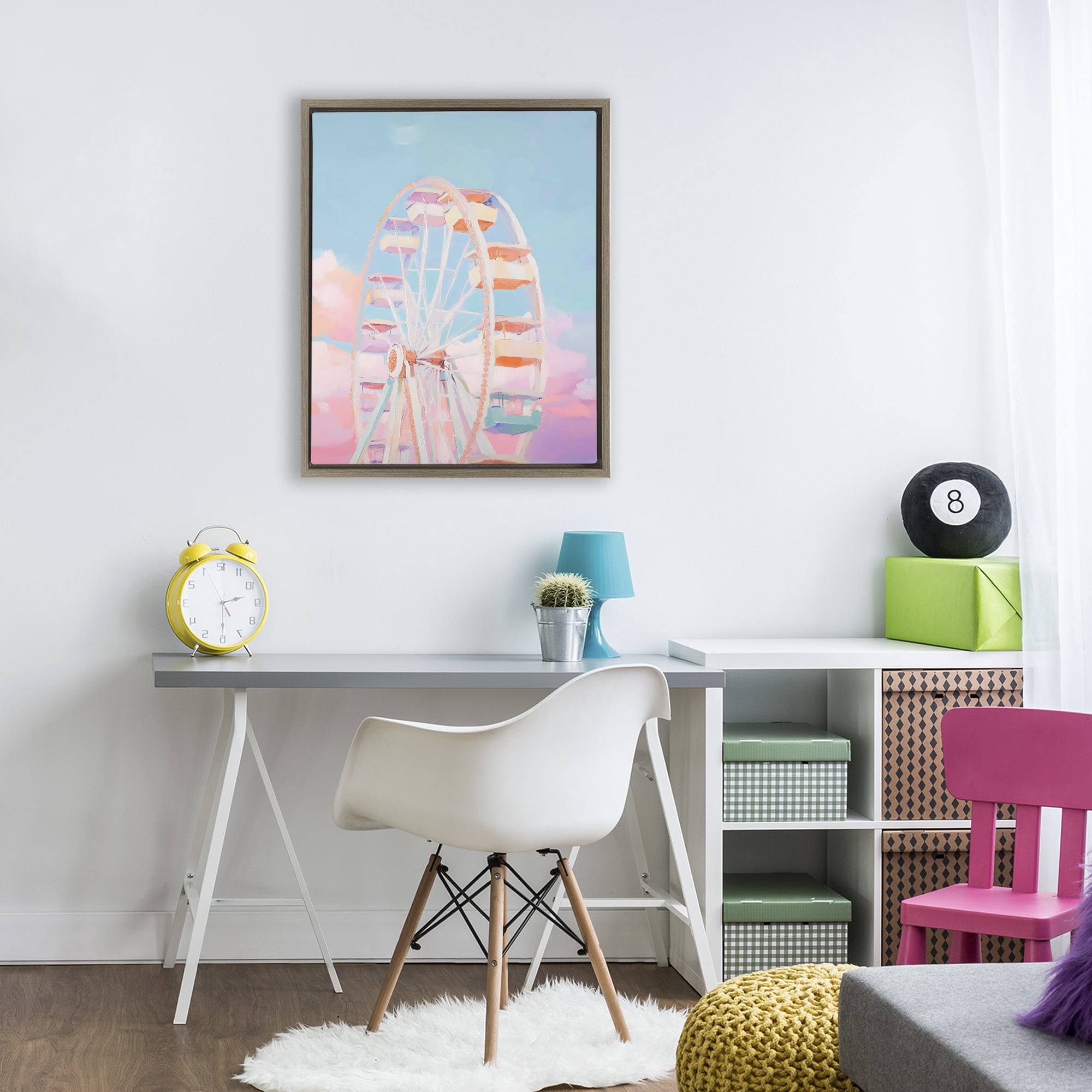 Stupell Industries Ferris Wheel & Cotton Candy Sky Brown Framed Floater Canvas Wall Art, design by The Prints Vibe