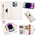 thumbnail image 1 of For iPhone 15 Pro Wallet Case,Women/Men A Multi-Card Slot Card Holder Premium Folio Flip Leather Protective Zipper Pocket Purse Wallet Case With Hand Strap and Shoulder Strap Case, 1 of 9