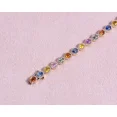 thumbnail image 3 of 15 Ct Oval Cut Lab-Created Multi Sapphire Tennis Bracelet 14K Rose Gold Plated, 3 of 4