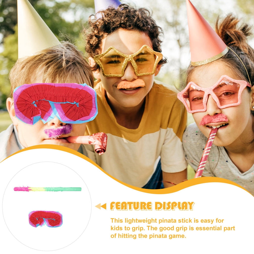 OHOIOLLA 1Set Lightweight Pinata Stick with Multicolor Paper for Fun Party and Blindfold Set