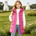 thumbnail image 6 of Kids Girls Long Quilted Puffer Vest Sleeveless Hooded Button Down Padded Coats Jacket Outerwear with Pockets, 6 of 9