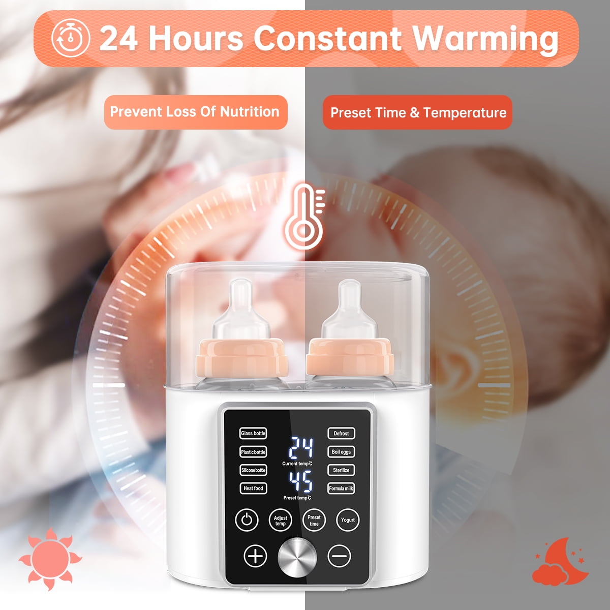 Baby Bottle Warmer, Bottle Sterilizer & Smart Thermostat 4-in-1 with Evenly  Warming Breast Milk or Formula, Real-time Temperature LCD Monitor, fit most  of baby bottles[2018 MOST GENIUS GIFTS] Reviews 2024