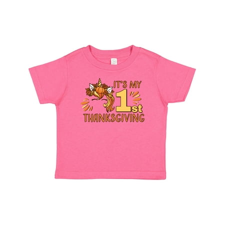

Inktastic It s My 1st Thanksgiving Fall Unicorn with Leaves Gift Baby Boy or Baby Girl T-Shirt