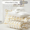 thumbnail image 4 of Davulos Twin Comforter Set White,5 Pieces Bed in a Bag Geometric Bed Sets Luxury Golden Stripe Bedding Set with Comforters,Sheets,Pillowcases & Shams, 4 of 9