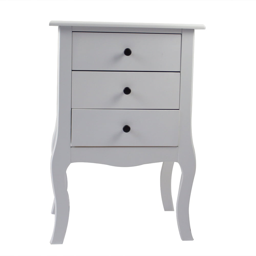 Lowestbest Night Stand for Home, White End Table with 3 Drawers, Modern Design Storage Cabinet, Nightstand for Bedroom, Living Room Lowestbest Night Stand for Home, White End Table with 3 Drawers, Modern Design Storage Cabinet, Nightstand for Bedroom, Living Room