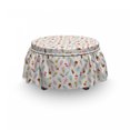thumbnail image 3 of Ice Cream Ottoman Cover, Doodle Diary Desserts, 2 Piece Slipcover Set with Ruffle Skirt for Square Round Cube Footstool Decorative Home Accent, Standard Size, Multicolor, by Ambesonne, 3 of 5