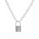 thumbnail image 2 of Collar con colgante de bloqueo, collares bonitos simples, cadena larga multicapa, joyería de moda, regalo para mujeres y niñas para ella, plata Sincero  Hogar, 2 of 3
