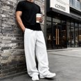 thumbnail image 3 of WULMLEO Men's Wide Leg Sweatpants with Pockets Drawstring Loose Fit Baggy Athletic Pants for Fall Casual White L, 3 of 9
