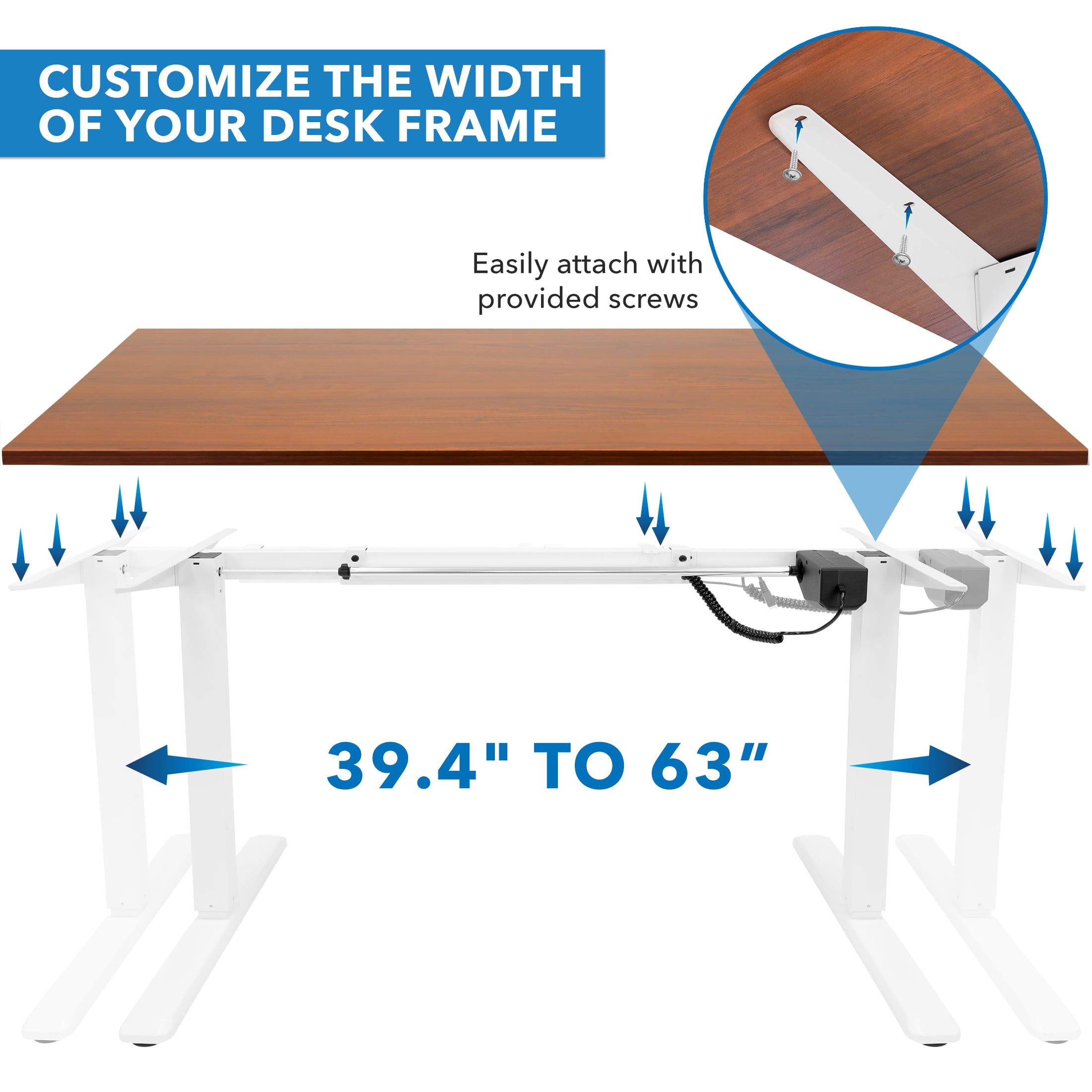 Mount-It! Electric Sit-Stand Desk Frame with Extra-Wide Brown Tabletop