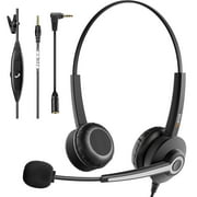 Wantek Headset with Microphone for PC Wired Headphones 3.5mm Headsets with Noise-Cancelling Microphone for Laptop - Computer Headphones with Mic in-line Control for Home