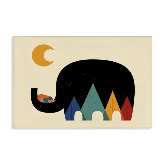 Stupell Industries Elephant Silhouette & Nature Animals Painting Wrapped Canvas Canvas Art Print Wall Art, 24 x 16