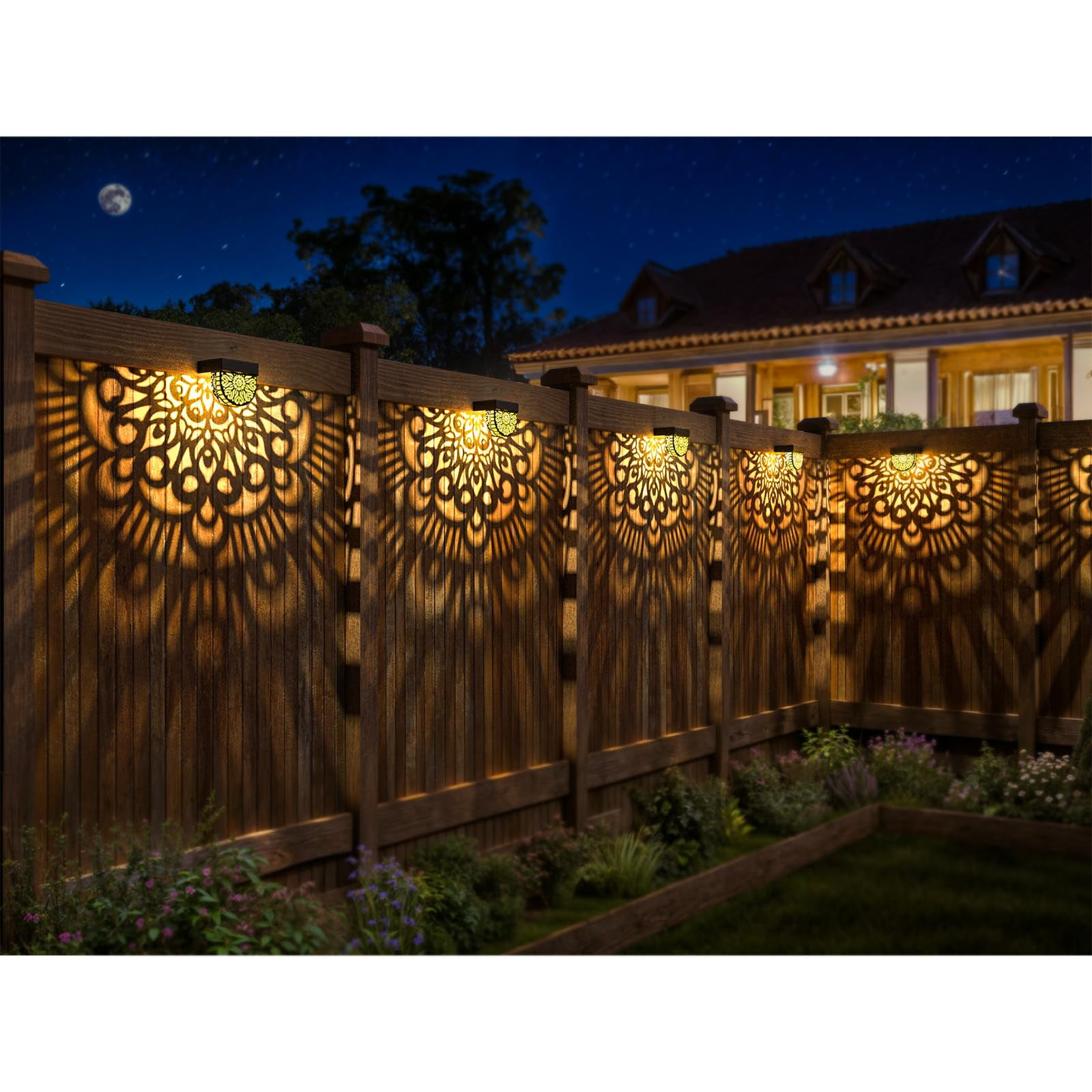 Solar Fence Lights Outdoor Moon Solar Step Wall Lights Garden Decor(pack of 6)