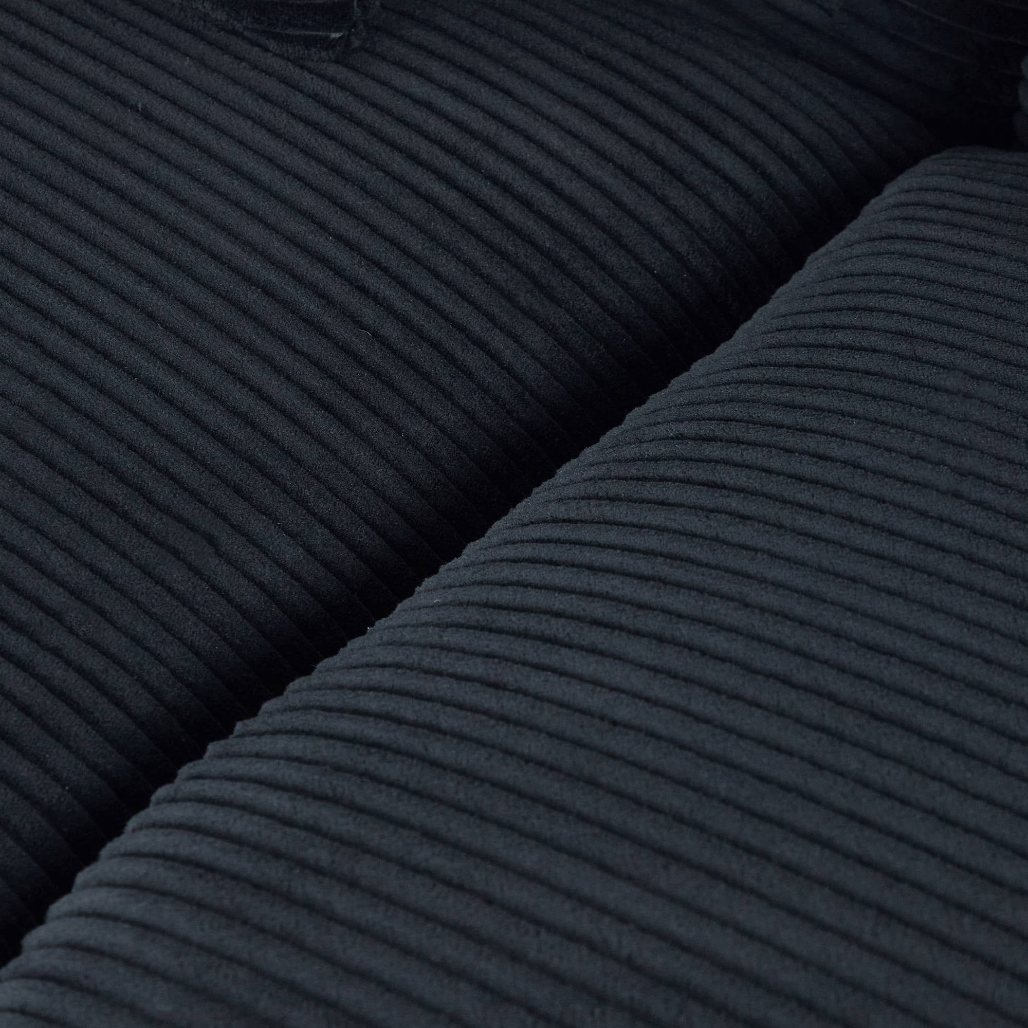 Comfy Futon Sofa Corduroy Loveseat Couch with Pillow Cushion, Modern Sleeper Sofa Couch with Solid Leg for Living Room,Bedroom, Black