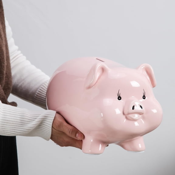 11'' Large Piggy Bank for Adults,Alcancias De Dinero para Adultos Niños,Ceramic Coin Bank,Piggy Bank for Boys,Girls Money Box,Money Bank,Modern Home Decor Living Room