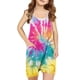 thumbnail image 1 of Odeerbi 5-14 Años Niñas Traje de Verano Cute Tie-Dye Camisola Romper Casual Respirable Comfortable Overalls Pantalones Cortos Con Bolsillos, 1 of 5