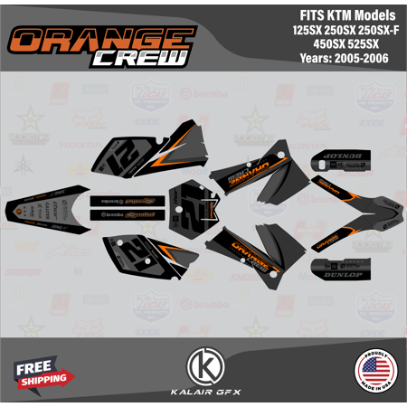 Kalair GFX Graphics Kit for KTM Motocross 125SX 250SX 250SX-F 450SX 525SX (2005-2006) Ogcrew Series Kalair GFX Graphics Kit for KTM Motocross 125SX 250SX 250SX-F 450SX 525SX (2005-2006) Ogcrew Series