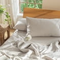 thumbnail image 2 of MooMee Pillowcases 100% Washed Cotton Linen Like Textured Envelope Closure Set of 2 (Cream Grey, Queen), 2 of 4