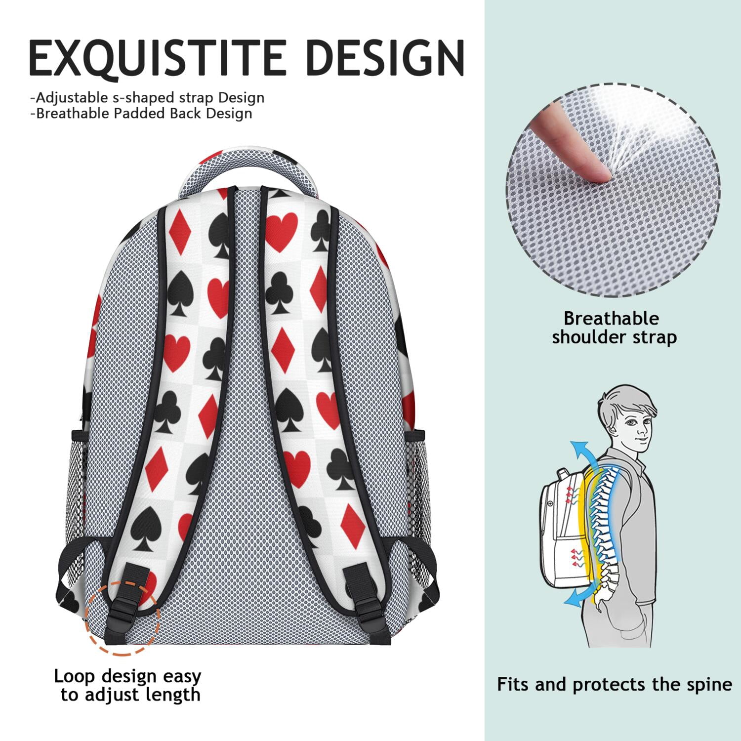 Sports Competition Print Backpack for Teens - Waterproof & Lightweight Student Backpack - Breathable Shoulder Straps for Baseball, Soccer, Football
