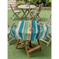 thumbnail image 5 of Outdoor Tablecloth with Umbrella Hole Zipper Blue Green Yellow Striped Round Tablecloth 54" Waterproof Outside Table Cloth Modern Stripes Art Farmhouse Patio Table Cover Tablecloths for Picnic Party, 5 of 8
