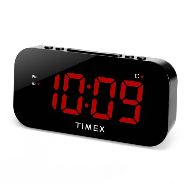 Timex Réveil avec Grand Affichage LED, Chargement USB et Sauvegarde de Pile, Noir - T1120B