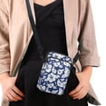 thumbnail image 4 of HELLHERO Adjustable Shoulder Strap Crossbody Sling Bag, Polyester Shoulder Bag for Unisex, Navy White Hibiscus, 4 of 7