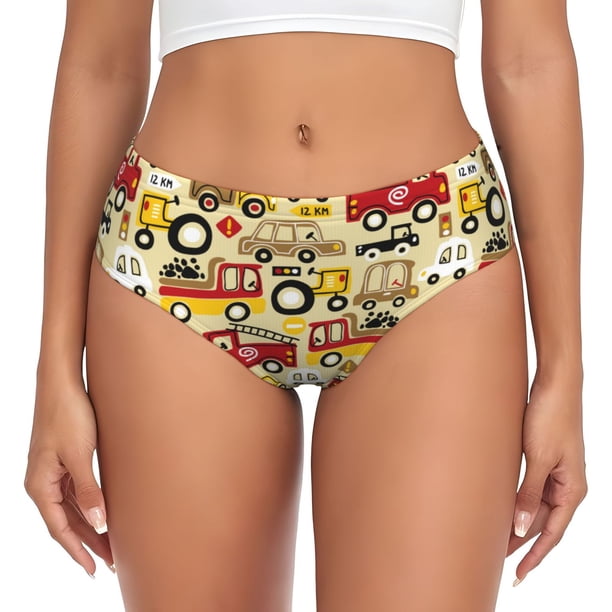 Fotbe Vehicles Calzones Estampados para Mujer – Ropa Interior de Algodón, Cómoda, Suave y Elástica-Medium