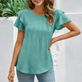 thumbnail image 2 of Women's Stylish Casual Tops Business Blouse Summer Short Sleeve Crew Neck Shirt Comfortable Work Wear, 2 of 2