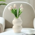thumbnail image 4 of Home Decor Collection Sterling & Noble Home Cream Colored Ribbed Bubble Design Ceramic 7.09" Tabletop Vase, 4 of 11