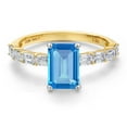 thumbnail image 3 of Gem Stone King 14K Two Tone Gold Swiss Blue Topaz and Lab Grown Diamond Engagement Ring for Women | 2.62 Cttw | Octagon 8X6MM | Gemstone November Birthstone | Size 9, 3 of 6