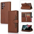 thumbnail image 1 of SaniMore for Samsung Galaxy S22 Ultra 6.8" Magnetic Closure Flip Wallet Case, Premium PU Leather Case with Wrist Strap Card Slot & Multi-Angle Kickstand Full Body Protective Case, Coffee, 1 of 8