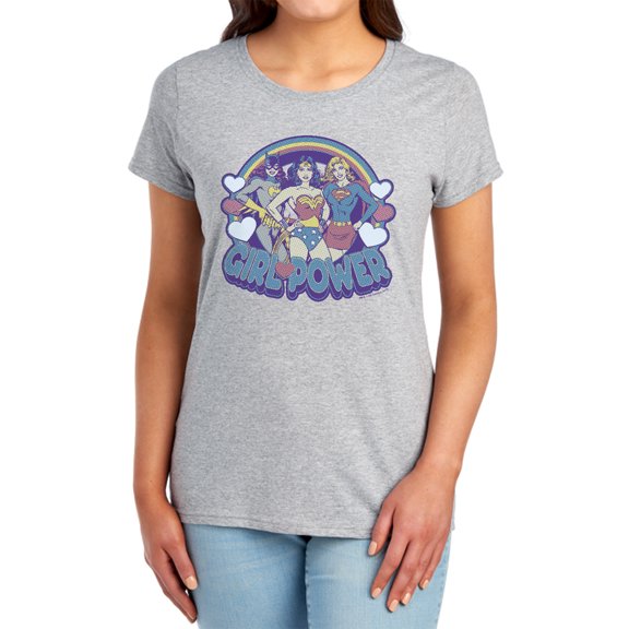 DC Retro Girl Power Women's T Shirt, Athletic Heather, Small