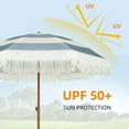 thumbnail image 5 of AMMSUN 7ft Patio Umbrella with Fringe Tassel Outdoor UPF50+ Shade Tilt Shelter,Dusty Blue Stripes, 5 of 9
