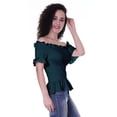 thumbnail image 3 of Moomaya Womens Off Shoulder Smocked Top Solid Short Sleeve Casual Summer Tops, 3 of 6