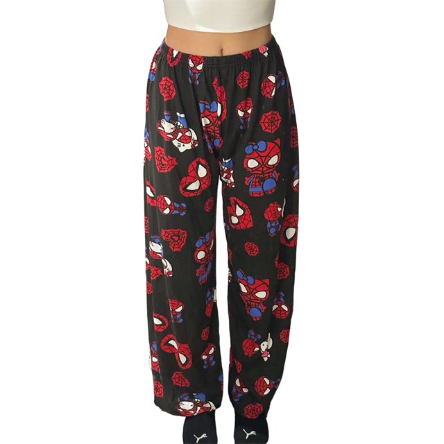 Pantalones de pijama de Anime para mujer, ropa de dormir de Spiderman, Hello Kitty, Y2K, Kawaii, esponjoso, cálido, pantalones de abuela, juguetes sueltos de moda, Otoño e Invierno