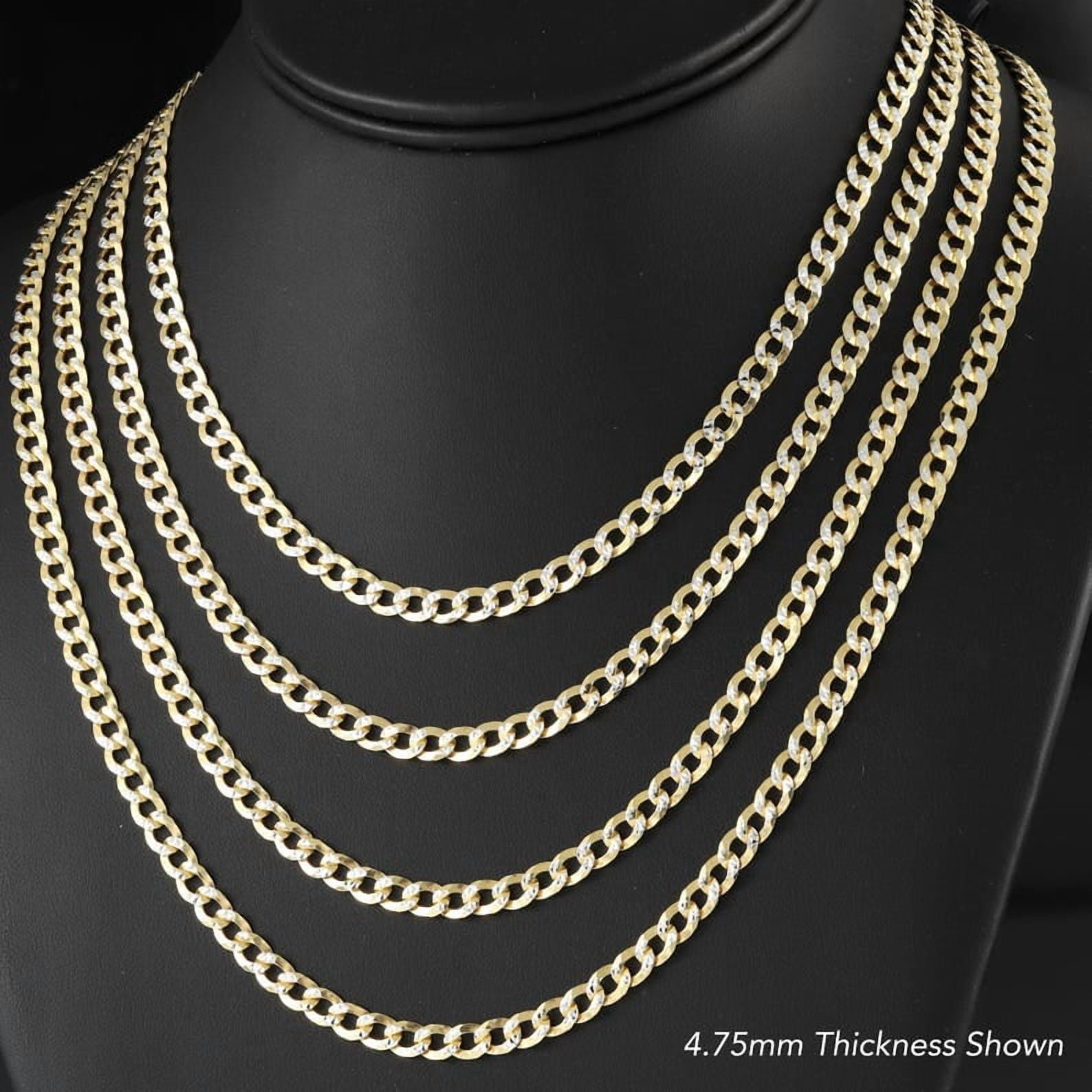 Tilo Jewelry Solid 925 Sterling Silver Two-Tone Diamond-Cut Curb Link Chain Necklace with Secure Lobster Lock | 7.5mm - 22 Inch | Everyday Necklace for Men & Women